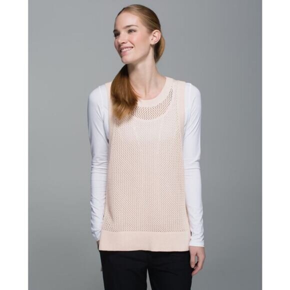 Lululemon Simply The Vest Primo Cotton In Butter Pink / Heathered Angel Wing - Picture 1 of 8